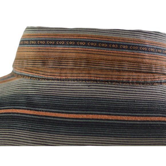 Point Zero Black Label MEN sz M  Long Sleeves Shirt Orange Brown Gray Stripes - Picture 9 of 12